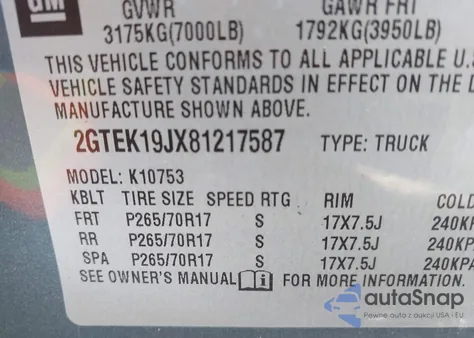 2008 GMC Sierra 1500 Sle1 из США, поврежденный, VIN 2GTEK19JX81217587